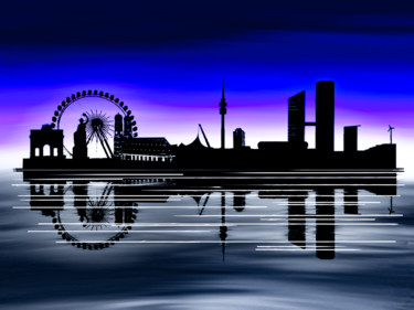 Arte digital titulada ""Skyline Munich"" por Keep Magic, Obra de arte original, Pintura Digital Montado en Bastidor de camil…