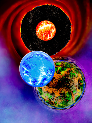 Parallelwelten Digitale Künste mit dem Titel "Parallelwelten" von Keep Magic, Original-Kunstwerk, Digitale Malerei Auf Gestell montiert