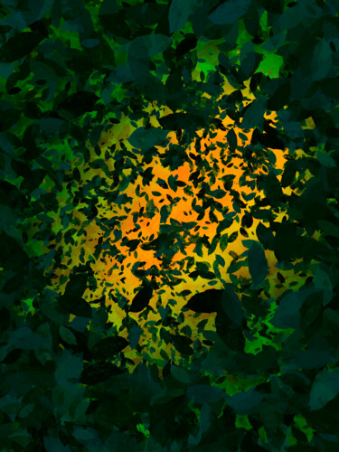 Digitale Kunst mit dem Titel ""Blätter im Wind"" von Keep Magic, Original-Kunstwerk, Digitale Malerei Auf Keilrahmen aus Hol…