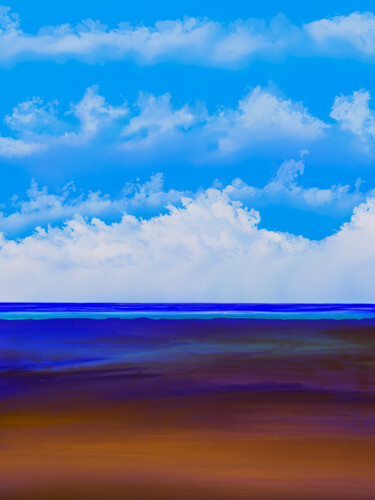 Digital Arts titled ""Stimmung am Strand"" by Keep Magic, Original Artwork, Digital Painting Mounted on Wood Stretcher frame