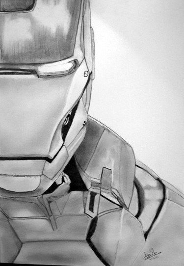 Drawing titled "Iron Man - Marvel" by K3, Original Artwork, Graphite