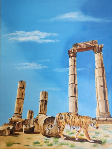 Painting titled "The temple of Hercu…" by Kees Oosting, Original Artwork, Oil Mounted on Wood Stretcher frame