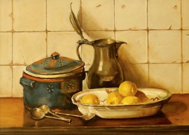 Schilderij getiteld "stilleven-pan.jpg" door Kees Van Baest, Origineel Kunstwerk