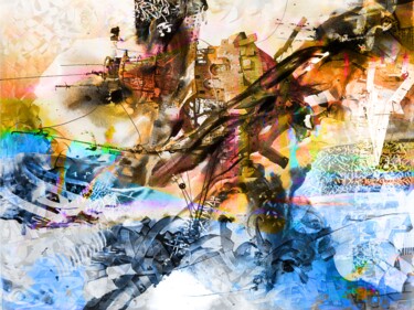 Digital Arts titled "Astrap" by Kefka, Original Artwork, Digital Painting Mounted on Wood Panel