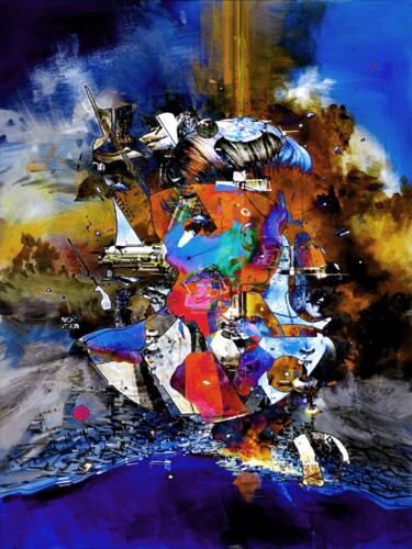Digital Arts titled "Déflagration" by Kefka, Original Artwork, Digital Painting Mounted on Plexiglass