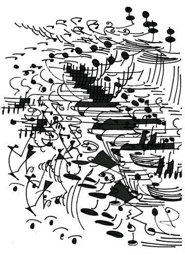 Dessin intitulée "ecriture rythmique" par Keip, Œuvre d'art originale