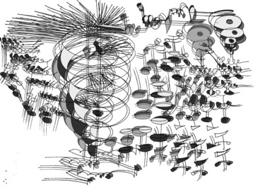 Dessin intitulée "ecriture rythmique" par Keip, Œuvre d'art originale