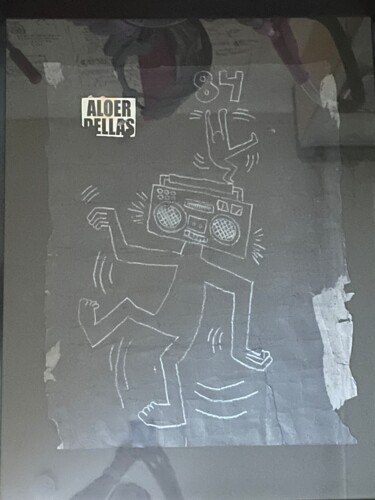 Tekening getiteld "Subway Drawing" door Keith Haring, Origineel Kunstwerk, Krijt