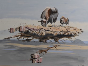 Painting titled "Muskox thrive on ar…" by Keith Boggs, Original Artwork, Oil