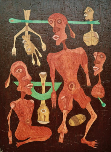 Peinture intitulée "Des corps épinglés" par Kej, Œuvre d'art originale