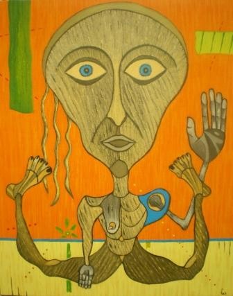 Peinture intitulée "autocpus in orange" par Kej, Œuvre d'art originale