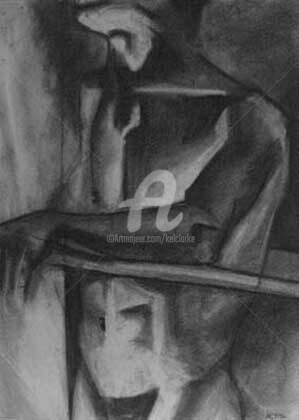 Drawing titled "Male Figure" by Kel Clarke, Original Artwork, Charcoal