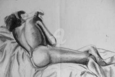 Drawing titled "Resting Female Nude" by Kel Clarke, Original Artwork, Charcoal