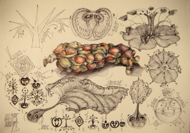 Disegno intitolato "12-magnolia-simbol-…" da Gabriel Kelemen, Opera d'arte originale