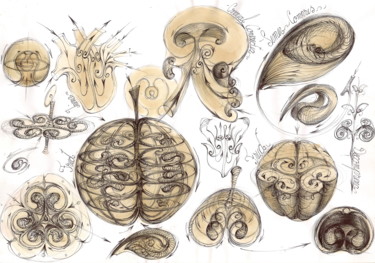 Disegno intitolato "13-sinteza-manifest…" da Gabriel Kelemen, Opera d'arte originale