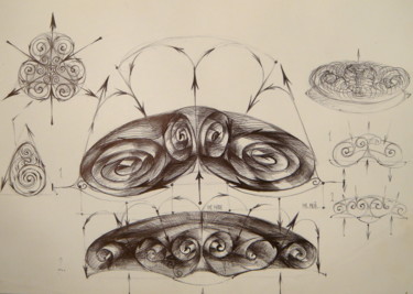 Disegno intitolato "33-unda-stationara-…" da Gabriel Kelemen, Opera d'arte originale