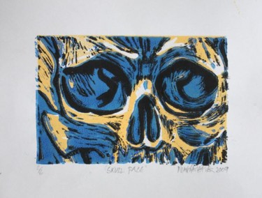 Printmaking titled "Skull Face" by Nick Kelleher, Original Artwork