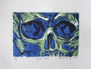 Printmaking titled "Skull Face" by Nick Kelleher, Original Artwork