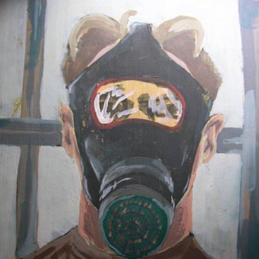 Painting titled "Gas Mask 1" by Nick Kelleher, Original Artwork