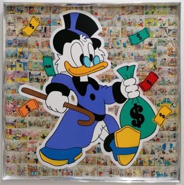 Painting titled "Picsou Go Bank" by Kellen, Original Artwork, Acrylic Mounted on Wood Stretcher frame