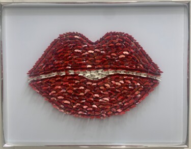 Escultura titulada "Red Lips Butterflies" por Kellen, Obra de arte original, Modelado 3D Montado en Bastidor de camilla de m…