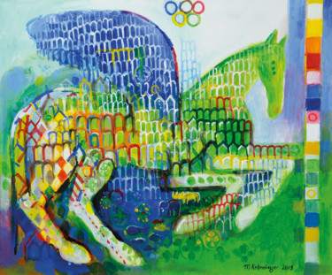 Schilderij getiteld "Olympic Pegasus" door Martin Kellenberger, Origineel Kunstwerk, Acryl