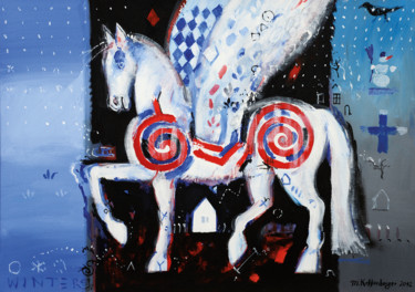 Schilderij getiteld "Winter Pegasus" door Martin Kellenberger, Origineel Kunstwerk, Acryl