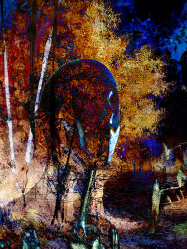 Digitale Kunst mit dem Titel "L'arbre" von Kellestom, Original-Kunstwerk, Digitale Malerei