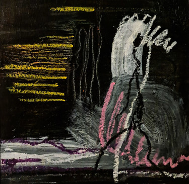 Malerei mit dem Titel "Nuit noire" von Kellestom, Original-Kunstwerk, Acryl Auf Karton montiert