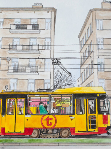 Schilderij getiteld "Praga Neighborhood,…" door Kelley Hudson, Origineel Kunstwerk, Aquarel