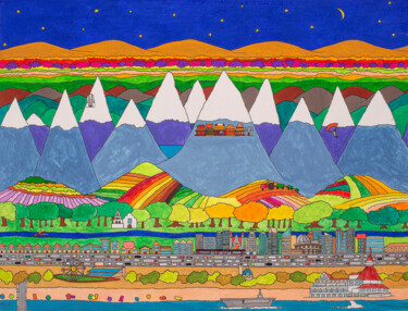 Pintura titulada "Suburban San Diegan" por Kelley Hudson, Obra de arte original, Gouache