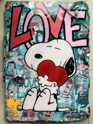 Collages intitulée "Snoopy mixed Media…" par Kellnington, Œuvre d'art originale, Collagraphie