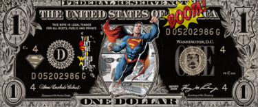 Superman Dollar Acrylglas Plexiglas 3 mm Collages intitulée "Superman Dollar Acr…" par Kellnington, Œuvre d'art originale, Impression numérique