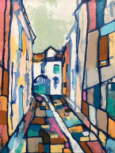 Peinture intitulée "Cobblestones" par Kelly Allison, Œuvre d'art originale, Acrylique Monté sur Châssis en bois