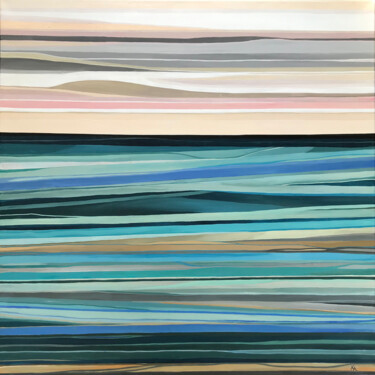 Schilderij getiteld "Fishing for Blue" door Kelly Allison, Origineel Kunstwerk, Acryl Gemonteerd op Frame voor houten branca…
