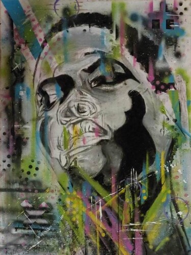 Painting titled "Street Art" by Kelly Brun, Original Artwork, Acrylic Mounted on Wood Stretcher frame