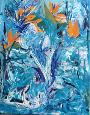 Peinture intitulée "Fleurs des tropiques" par Kelly Mathieu, Œuvre d'art originale, Acrylique