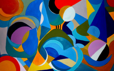 Painting titled "Reflets Chromatiques" by Kelly Mathieu, Original Artwork, Acrylic