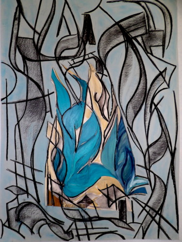 Drawing titled "Déméter" by Kelly Mathieu, Original Artwork, Charcoal