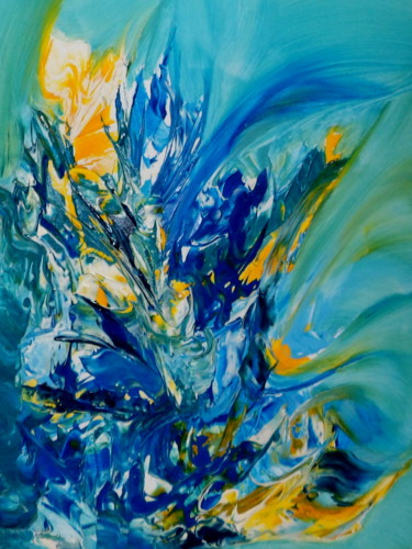 Painting titled "Fleurs au vent2" by Kelly Mathieu, Original Artwork, Acrylic