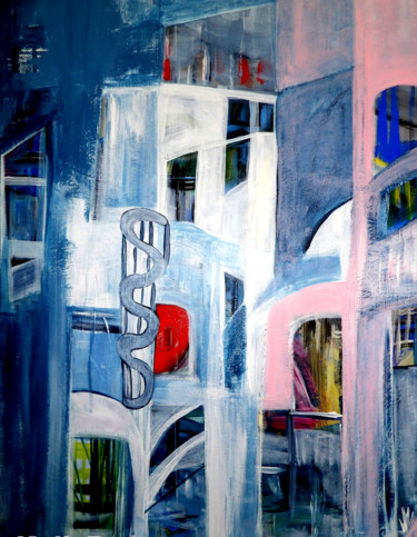 Painting titled "Ville" by Kelly Mathieu, Original Artwork, Acrylic