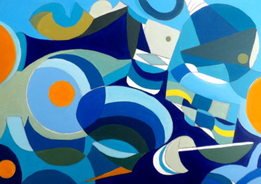 Pintura intitulada "Mouvement marin" por Kelly Mathieu, Obras de arte originais, Acrílico