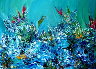 Painting titled "Fleurs au vent 3" by Kelly Mathieu, Original Artwork, Acrylic