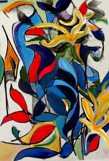 Dessin intitulée "Fleurance.4" par Kelly Mathieu, Œuvre d'art originale, Acrylique