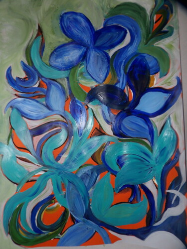 Drawing titled "Fleurs d'automne" by Kelly Mathieu, Original Artwork, Acrylic