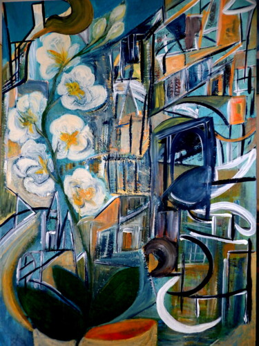 Painting titled "architecture" by Kelly Mathieu, Original Artwork, Acrylic