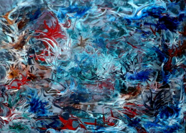 Peinture intitulée "abstrait20 "Marine"" par Kelly Mathieu, Œuvre d'art originale, Acrylique