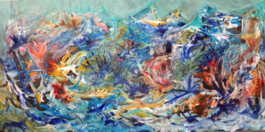 Malerei mit dem Titel "Paysage abstrait" von Kelly Mathieu, Original-Kunstwerk, Acryl