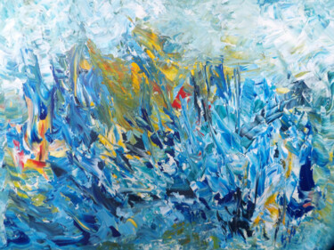 Pittura intitolato "Aigue-marine" da Kelly Mathieu, Opera d'arte originale, Acrilico