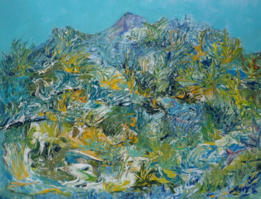 Malerei mit dem Titel "Paysage naturel" von Kelly Mathieu, Original-Kunstwerk, Acryl